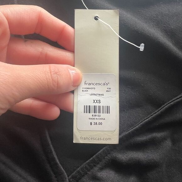 NWT Francesca’s black long sleeve wrap v neck top Size XXS - Picture 4 of 10